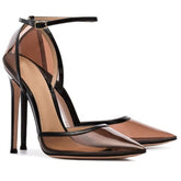 Black Two-Toned Transparent Patent Pumps - FashionByTeresa